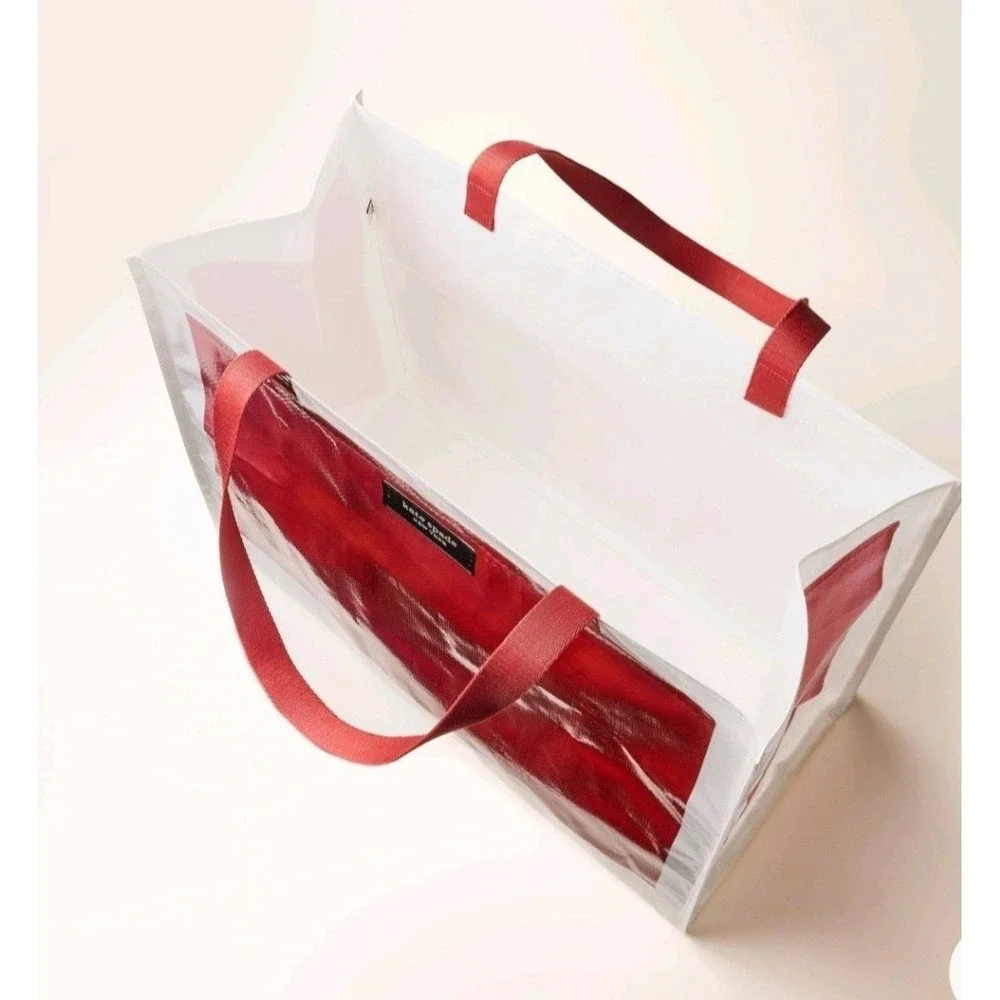 Kate Spade New York‎ Red White Clear Vinyl Tote Bag Beach Shopping